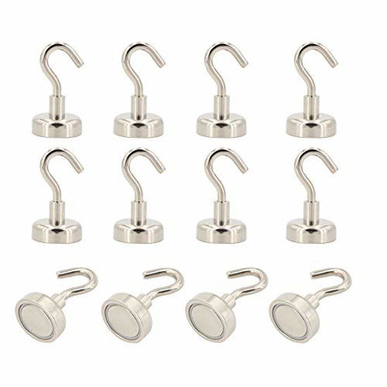 Picture of MHDMAG Magnetic Hooks, Magnetic Key Holder with Super Strong Neodymium Rare Earth Magnet for BBQ,Grill, Keys, Cruise, Curtain Rod, Fridge, Indoor Outdoor(Pack of 12)