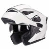 Picture of ILM Motorcycle Dual Visor Flip up Modular Full Face Helmet DOT LED Light (S, WHITE - LED)