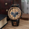 Picture of BOBO BIRD Mens Personalized Engraved Wooden Watches, Stylish Wood & Stainless Steel Combined Quartz Casual Wristwatches for Men Family Friends Customized Watch (A-for Son from Dad)