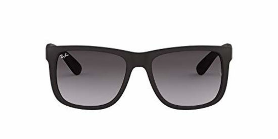 Picture of Ray-Ban RB4165 Justin Rectangular Sunglasses, Black Rubber/Grey Gradient, 51 mm