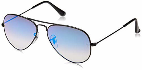 Picture of Ray-Ban Unisex-Adult RB3025 Classic Sunglasses, Shiny Black/Blue Mirror Gradient, 55 mm