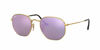 Picture of Ray-Ban Unisex-Adult RB3548N Flat Lens Sunglasses, Shiny Gold/Lilac Flash, 54 mm