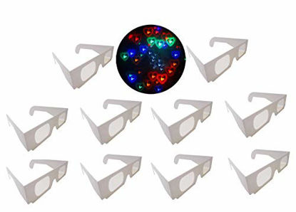 Picture of Awaqi 10 Packs Cardboard 3D Glasses Heart Glasses Special Effect Light for Outdoor Music Party/Bar/ Fireworks Displays/Holiday Lights/ Club/Concert Lights