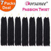 Picture of 7 Pack 16 Inch Passion Twist Hair Water Wave Synthetic Crochet Braids for Passion Twist Braiding Hair Goddess Locs Bohemian Curl Hair Extensions (7Packs, 16Inch, 1B#)