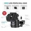 Picture of Neewer Professional 28MM Low-Profile Tripod Ball Head 360 Degree Panoramic Rotating with 2 Lock knobs, 1/4 inch QR Plate and Bubble Level for DSLR Cameras Tripods Monopods Slider, Max Load 22lbs/10kg