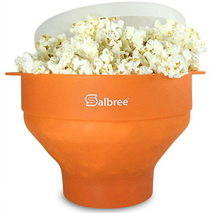 Picture of Original Salbree Microwave Popcorn Popper, Silicone Popcorn Maker, Collapsible Bowl - The Most Colors Available (Orange)