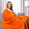 Picture of Sherpa Blanket Fleece Throw - 60x80, Orange - Soft, Plush, Fluffy, Warm, Cozy - Perfect for Bed, Sofa, Couch, Chair