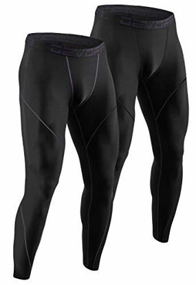 Picture of DEVOPS Men's Thermal Compression Pants, Athletic Leggings Base Layer Bottoms (2 Pack) (X-Large, Black/Black)