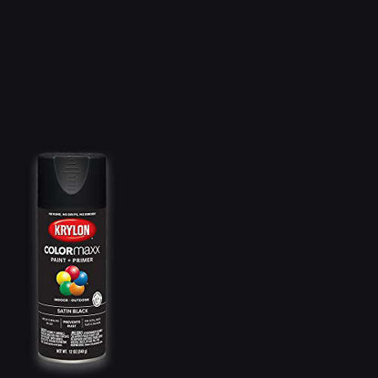 Picture of Krylon K05557007 COLORmaxx Spray Paint and Primer for Indoor/Outdoor Use, Satin Black