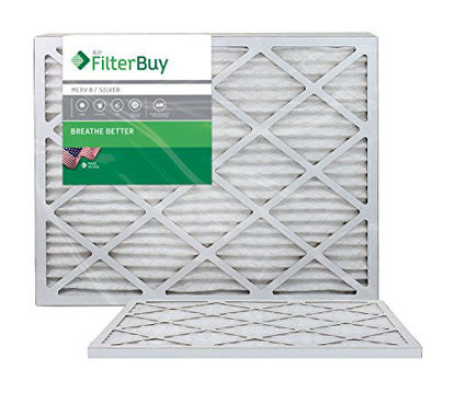 Picture of FilterBuy 24x25x1 MERV 8 Pleated AC Furnace Air Filter, (Pack of 2 Filters), 24x25x1 - Silver