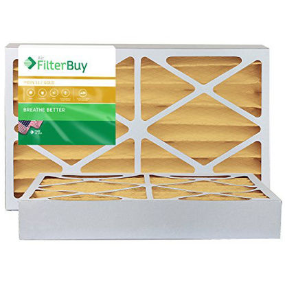 Picture of FilterBuy 14x24x4 MERV 11 Pleated AC Furnace Air Filter, (Pack of 2 Filters), 14x24x4 - Gold