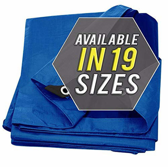 Picture of Tarp Cover Blue Waterproof 50x50 Great for Tarpaulin Canopy Tent, Boat, RV Or Pool Cover!!! (Standard Poly Tarp 50'X50')