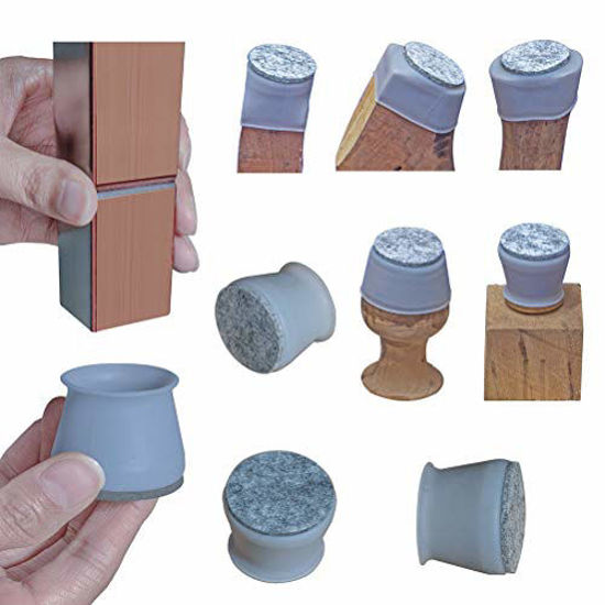 Picture of 2020 New Chair Leg Covers, Felt Bottom Soft Silicone Furniture Foot Protector Pads, 16 Pcs Free Moving Table Leg Covers, Stool Leg Protectors Caps to Prevent Floor Scratches and Reduce Noise, Grey.