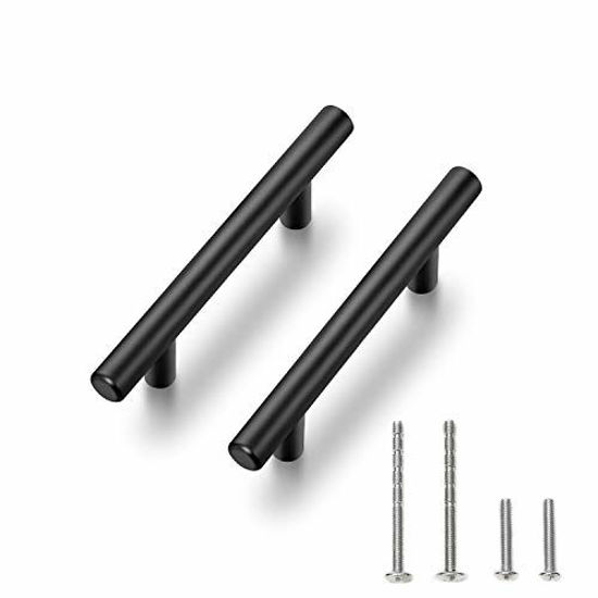 Picture of 55 Pack | 5'' Cabinet Pulls Matte Black Stainless Steel Kitchen Drawer Pulls Cabinet Handles 5Length, 3 Hole Center