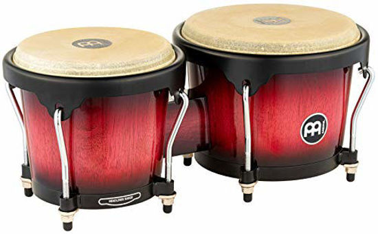 Picture of Meinl Percussion Bongos with Rubberwood Stave Shells - NOT MADE IN CHINA - Natural Buffalo Skin Heads, 2-YEAR WARRANTY, Wine Red Burst (HB100WRB)