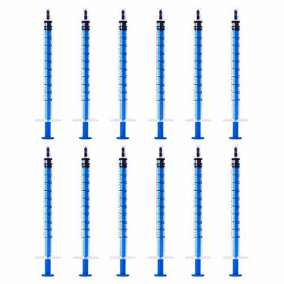 Picture of 12 Pack - 1ml Plastic Syringe with Measurement, No Needle Suitable for Refilling and Measuring Liquids, Feeding Pets, Oil or Glue Applicator