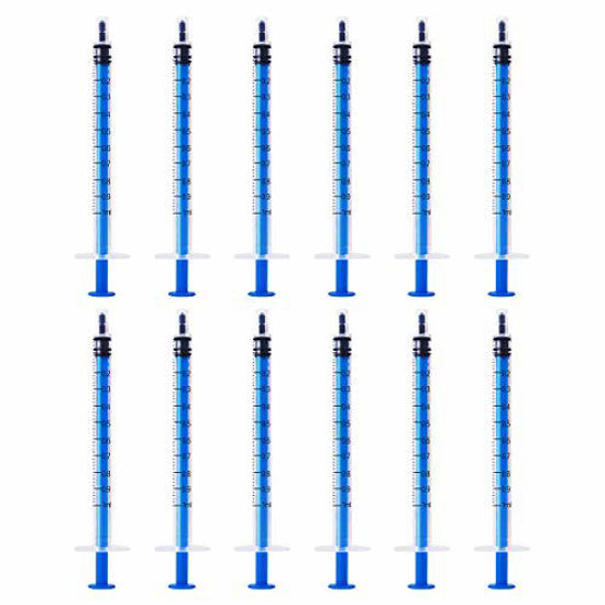 Picture of 12 Pack - 1ml Plastic Syringe with Measurement, No Needle Suitable for Refilling and Measuring Liquids, Feeding Pets, Oil or Glue Applicator