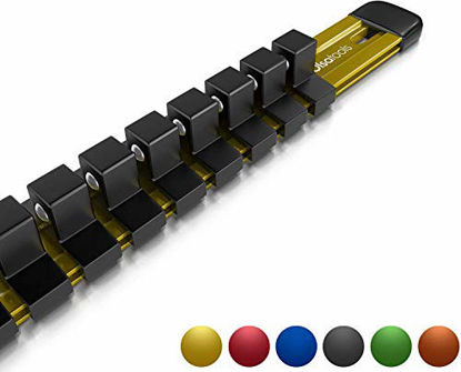 Picture of Olsa Tools 3/8-Inch Drive Aluminum Socket Organizer | Premium Quality Socket Holder (Yellow)
