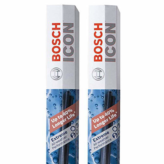 Picture of Bosch ICON Wiper Blades 26A20A (Set of 2) Fits Acura: 19-14 MDX, Ford: 14-07 Edge, Toyota: 19 Avalon, 18-19 Carmy, Volkswagen: 14-09 Routan +More, Up to 40% Longer Life, Frustration Free Packaging