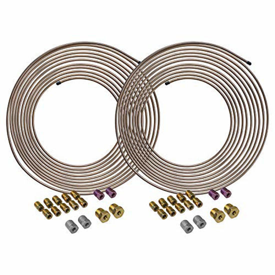 Picture of 4LIFETIMELINES Copper-Nickel Brake Line Tubing Coils and Fittings, 2 Kits, 3/16 x 25