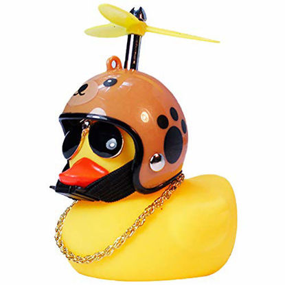 Picture of wonuu Rubber Duck Toy Car Ornaments Yellow Duck Car Dashboard Decorations with Propeller Helmet