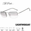 Picture of The Fresh Minimalist Small Rectangular Sunglasses Clear Eyewear Spring Hinge - Gift Box Package (207-Silver, Half Flash Mirror, 51)