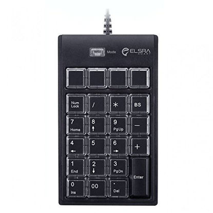 Picture of ELSRA USB Wired Programming Numeric Keypad ControlPad Black PK-2068(23 Key, 2-Level programmable, 2 USB Hub) for Windows