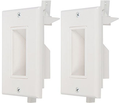 Picture of Buyer's Point Recessed Low Voltage Cable Wall Plate, Easy to Mount Outlet to Hide & Pass Tech Wires Through for HDMI, TV, Video, Audio, Network, Speaker Wires, Cord Concealer Cover Hider (2 Pack)