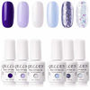 Picture of Gellen Gel Nail Polish Kit - 6 Colors Cool Purple Blue Tones Winter Nail Gel Colors, Shiny Snow Sparkle Glitters Nail Art Designs - Fashion DIY Home Gel Manicure Set