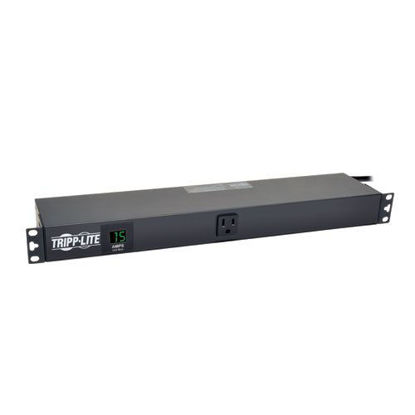 Picture of Tripp Lite Metered PDU, 15A, 13 Right-Angle Outlets (5-15R), 120V, 5-15P, 100-127V Input, 15 ft. Cord, 1U Rack-Mount Power (PDUMH15-RA) Black
