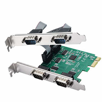 Picture of MZHOU PCI-Express PCIe Expansion Card - 1X Serial COM interfaces - COM Port RS232 Interface - Adapter Converter Card, RS-232 Module with 4 Connections, 18-pin
