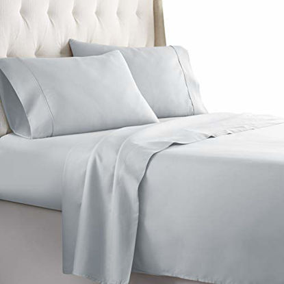 Picture of HC COLLECTION-Hotel Luxury Bed Sheets Set 1800 Series Platinum Collection, 4pc Deep Pocket,Wrinkle & Fade Resistant, Hypoallergenic (Cal King,Artic Ice Blue)