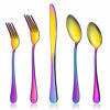 Picture of LIANYU Rainbow Flatware Cutlery Set, 20 Piece Stainless Steel Colorful Silverware Set for 4, Tableware Eating Utensils, Mirror Finish, Dishwasher Safe