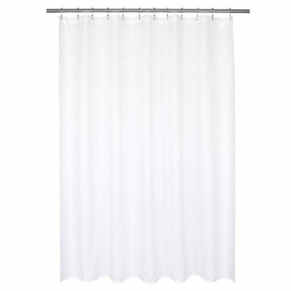 Picture of Waterproof Fabric Shower Curtain Liner 70" W x 72" H - Hotel Quality, Machine Washable, White Shower Liner for Bath Tub, 70x72 Inches