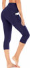 Picture of IUGA High Waisted Yoga Pants for Women with Pockets Capri Leggings for Women Workout Leggings for Women Yoga Capris (Navy Blue, S)