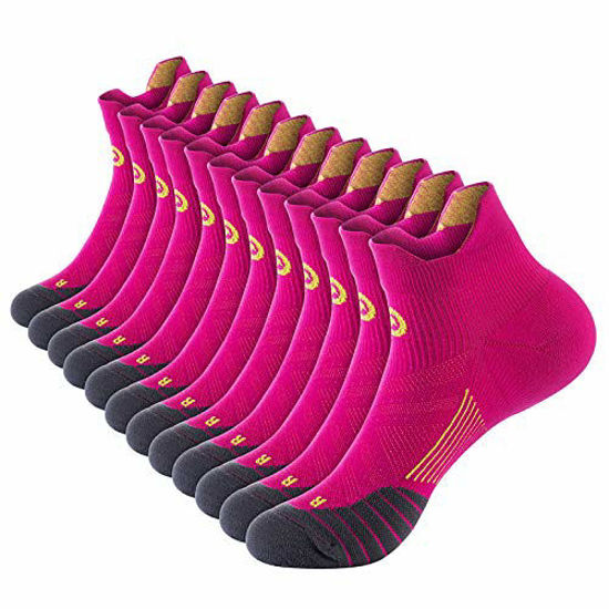 Picture of No Show Compression Socks for Men and Women(6 Pairs), Low Cut Running Ankle Socks with Arch Support for Plantar Fasciitis, Cyling, Athletic, Flight, Travel, Nurses. Pink S/M