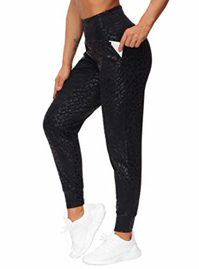 THE GYM PEOPLE Women's Joggers Pants Lightweight Athletic Leggings Tapered  Lounge Pants for Workout, Yoga, Running (X-Large, Black Leopard)