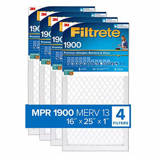 Picture of Filtrete 16x25x1, AC Furnace Air Filter, MPR 1900, Healthy Living Ultimate Allergen, 4-Pack (exact dimensions 15.69 x 24.69 x 0.78)