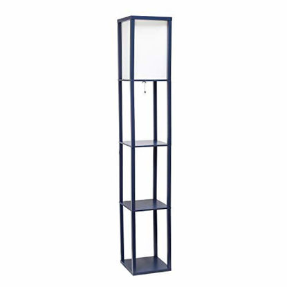 Picture of Simple Designs Home LF1014-NAV Etagere Organizer Storage Shelf Linen Shade Floor Lamp, Navy