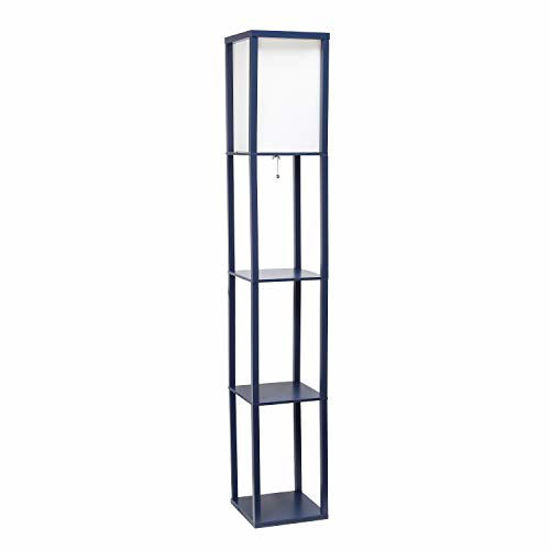 Picture of Simple Designs Home LF1014-NAV Etagere Organizer Storage Shelf Linen Shade Floor Lamp, Navy