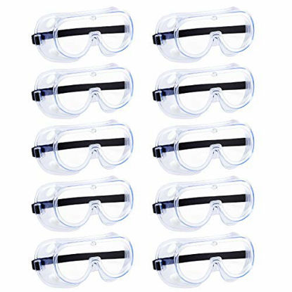 Picture of Safety Goggles, Protective Safety Glasses, Soft Crystal Clear Eye Protection - Perfect for Construction, Shooting, Lab Work, and More (10 Pack)