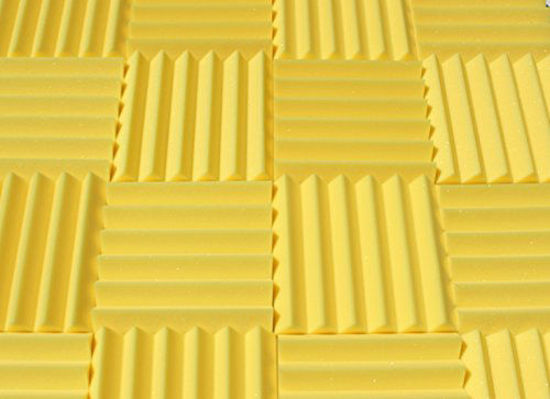 Picture of Soundproofing Acoustic Studio Foam - Yellow Color - Wedge Style Panels 12x12x2 Tiles - 4 Pack
