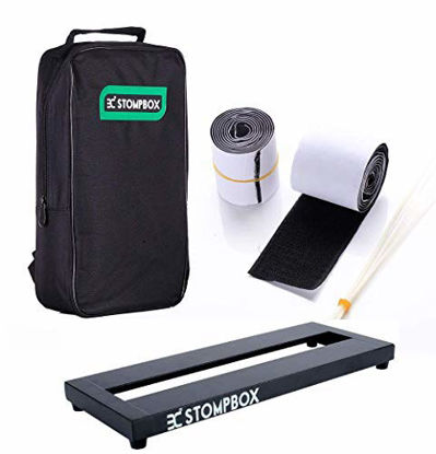 Picture of Ex Stompbox Mini Pedalboard Case, Portable Aluminum Alloy Guitar Effects Pedal Board with Soft Bag Sets Including Pedal Mounting Tape and Cable Ties/Pedals Accessories (14")