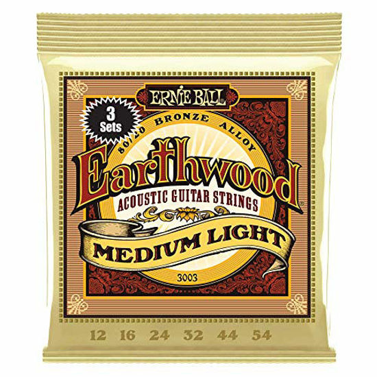 Picture of Ernie Ball Earthwood Medium Light 80/20 Bronze Sets, .012 - .054 (3 Pack)