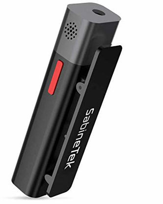 Picture of SabineTek SmartMike+ - Rechargeable Wireless Bluetooth Microphone, Hands-Free w/Noise Cancellation, Compatible w/GoPro, Canon Camera, iPhone/Android - Perfect for Vlogging & Interviewing(Black)