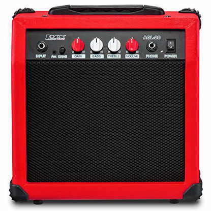 Picture of LyxPro Electric Guitar Amp 20 Watt Amplifier Built In Speaker Headphone Jack And Aux Input Includes Gain Bass Treble Volume And Grind - Red