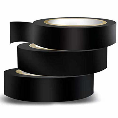 Picture of Wapodeai 3PCS Electrical Tape, Flame Retardant Indoor Outdoor High Temperature Resistance Electric Tape, Premium Black Waterproof Tape, 0.62 in X 49 ft