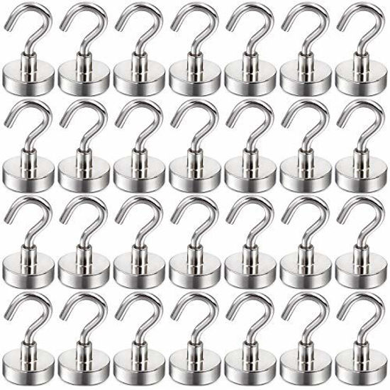 Picture of DIYMAG 60 Pack 22Lbs Magnetic Hooks for Cruise, Grill, Towel, Indoor Hanging, Home, Kitchen, Workplace, Office and Garage, Silver, 16mm (DIY-NE16-60P)