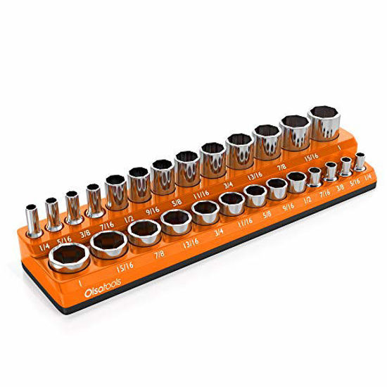 Picture of Magnetic Socket Organizer | 3/8-inch drive | SAE Orange | Holds 26 Sockets | Premium Quality Tools Organizer | by Olsa Tools