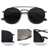 Picture of SOJOS Small Retro Round Polarized Sunglasses UV400 Double Bridge Sunnies SUNSET SJ1104 with Black Frame/Matte Black Rim/Grey Lens